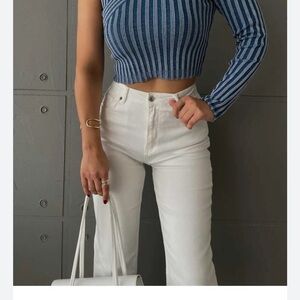 Blue One Arm Long Sleeve Top